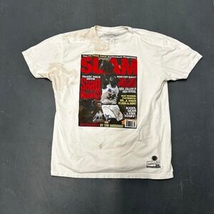 Vintage retro white Shaquille O'Neal Shaq Slam Magazine big print graphic tshirt